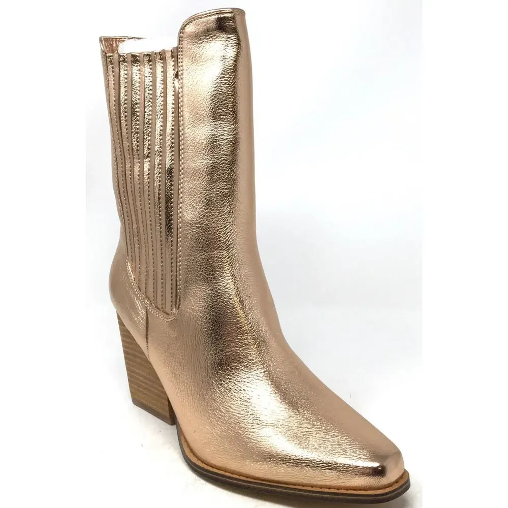 Chinese Laundry Cali Women's Size 11 Metallic Copper Stacked Heel Bootie